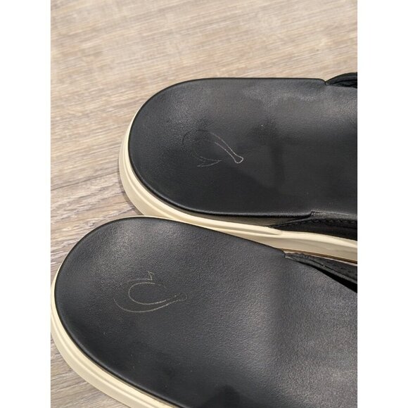Olukai Nu'a Pi'o Sandals Womens Sz 10 Black Grip Rubber Flip Flops 20445 Summer - Picture 11 of 16